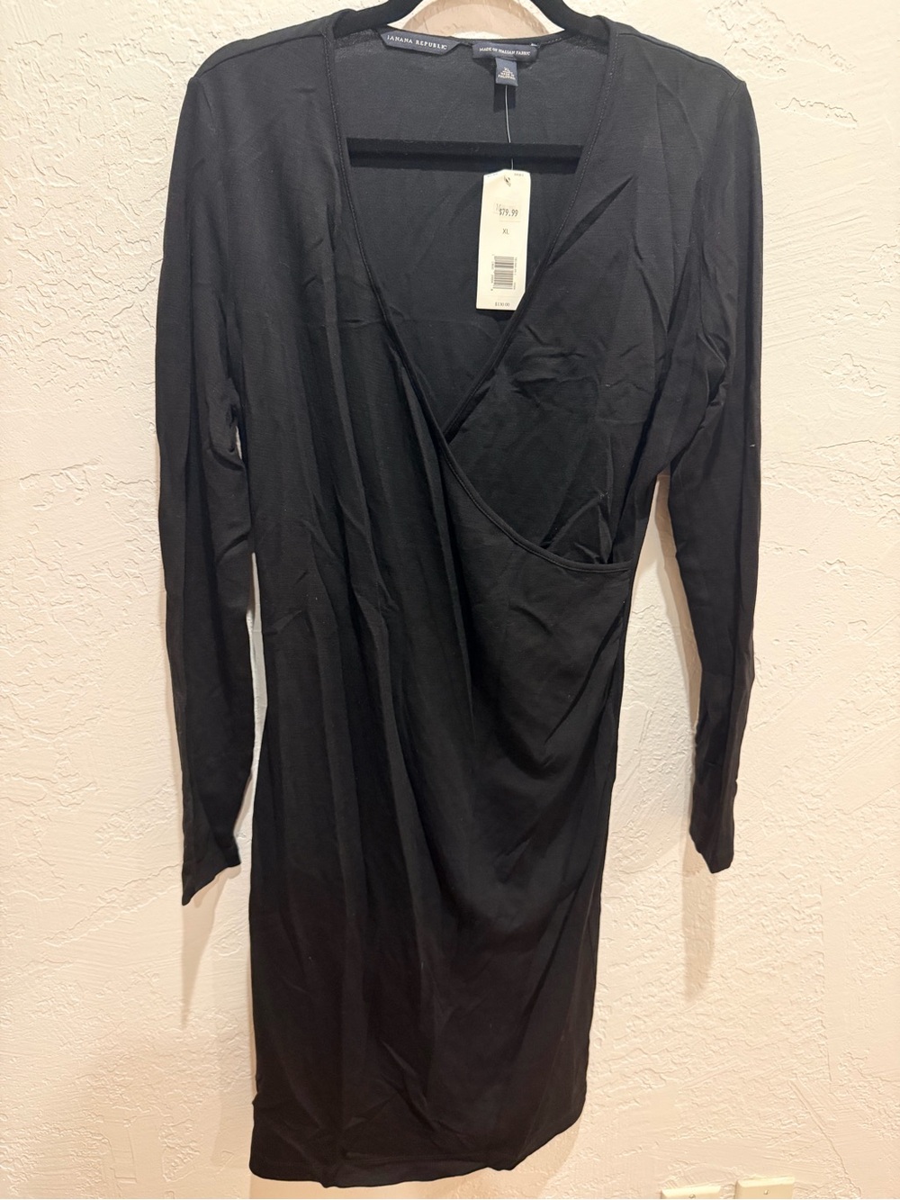 Banana Republic Black Long Sleeve Wrap-Style Dress